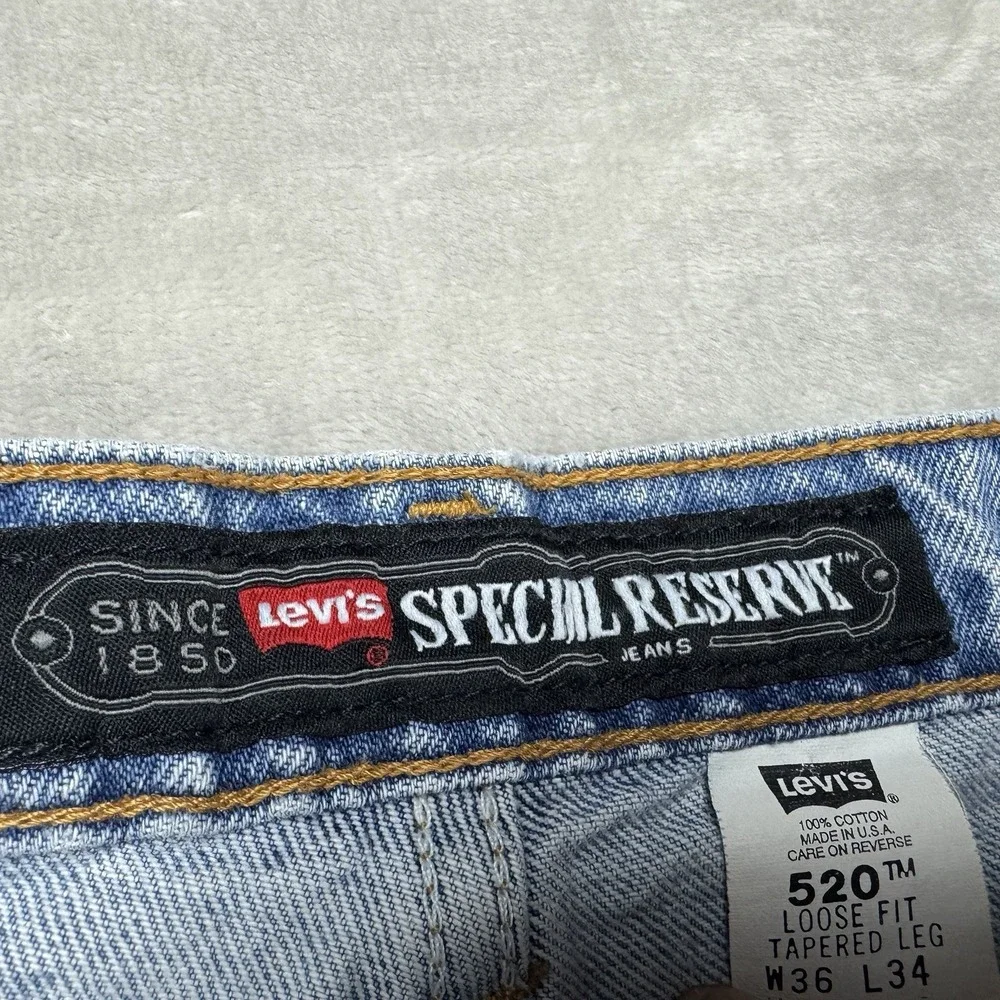VTG 90s Levi's 520 Special‎ Reserve Loose Tapered Jeans Made USA Dad (Fit 34x34)